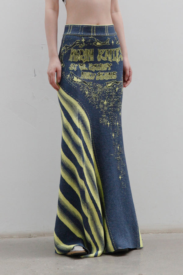 NAN KNITS imitation denim skirt 22051790 blue